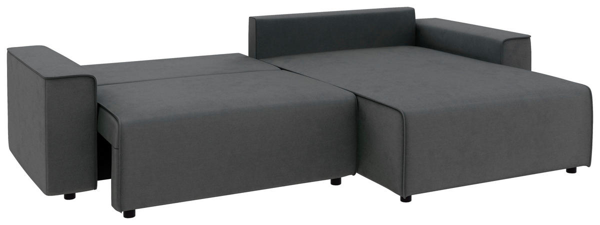 ECKSOFA in Struktur Anthrazit  - Anthrazit/Schwarz, Modern, Kunststoff/Textil (265/164cm) - Trendmanufaktur
