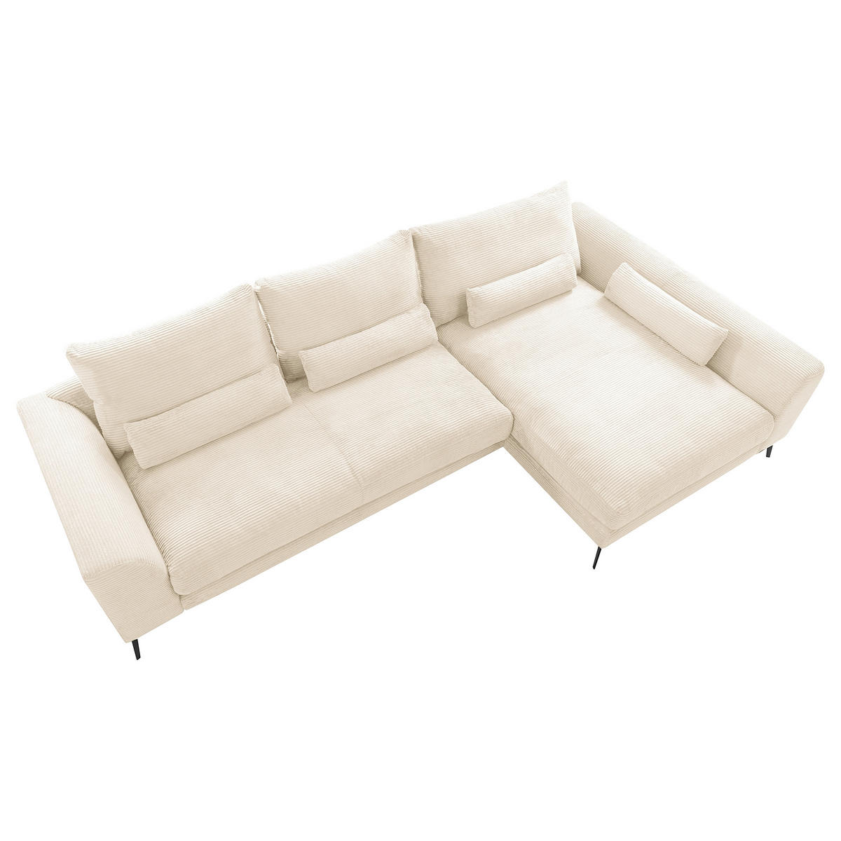 ECKSOFA Creme Cord Nierenkissen, Rückenkissen  - Creme/Schwarz, Design, Textil/Metall (313/172cm) - P & B