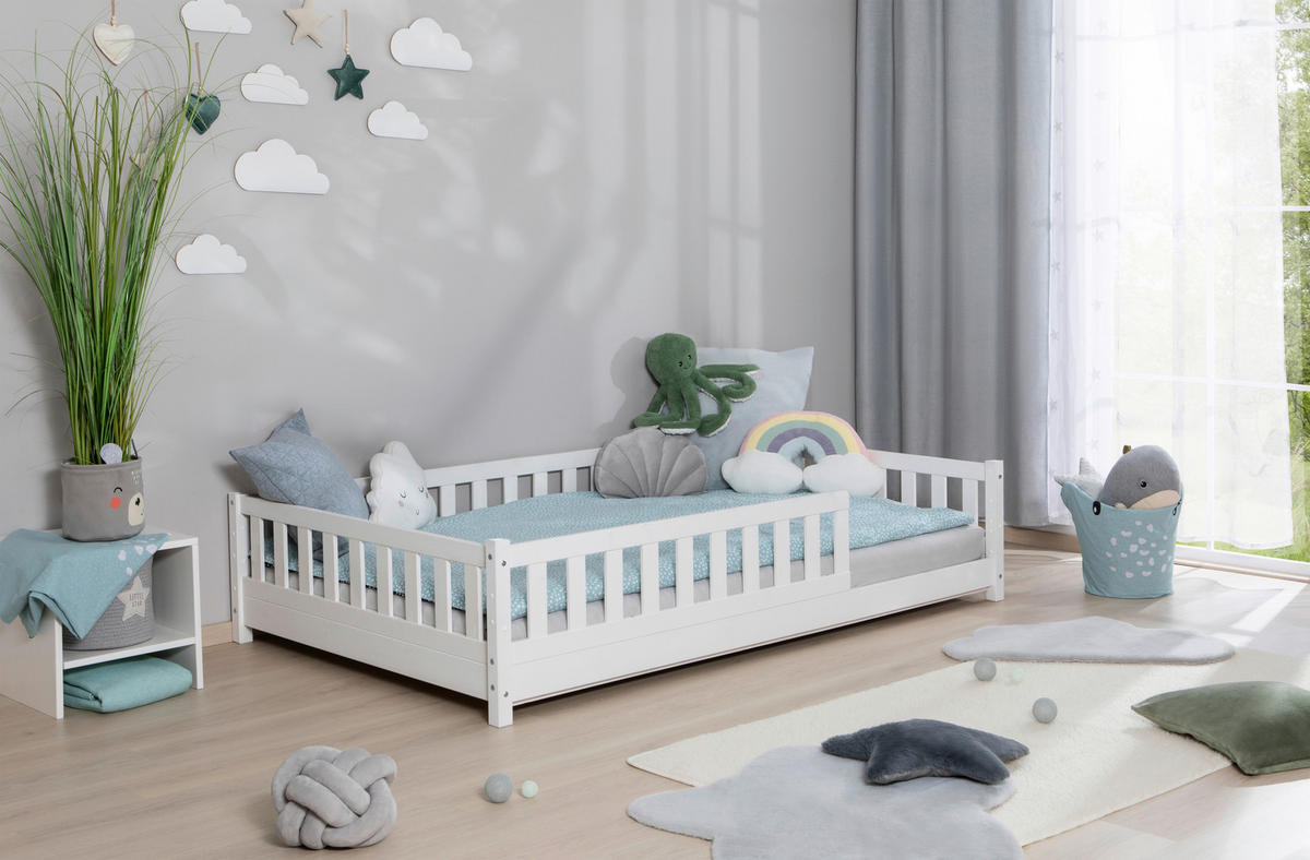 HAUSBETT Matratze, Rollrost, Absturzsicherung 140/200 cm  - Weiß/Naturfarben, MODERN, Holz/Textil (140/200cm) - MID.YOU