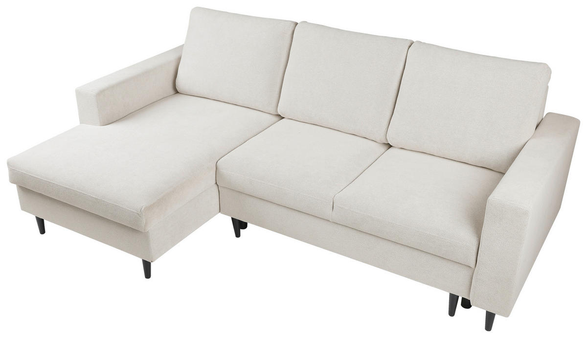 ECKSOFA in Struktur Beige  - Beige/Schwarz, Modern, Holz/Kunststoff (145/230cm) - MID.YOU