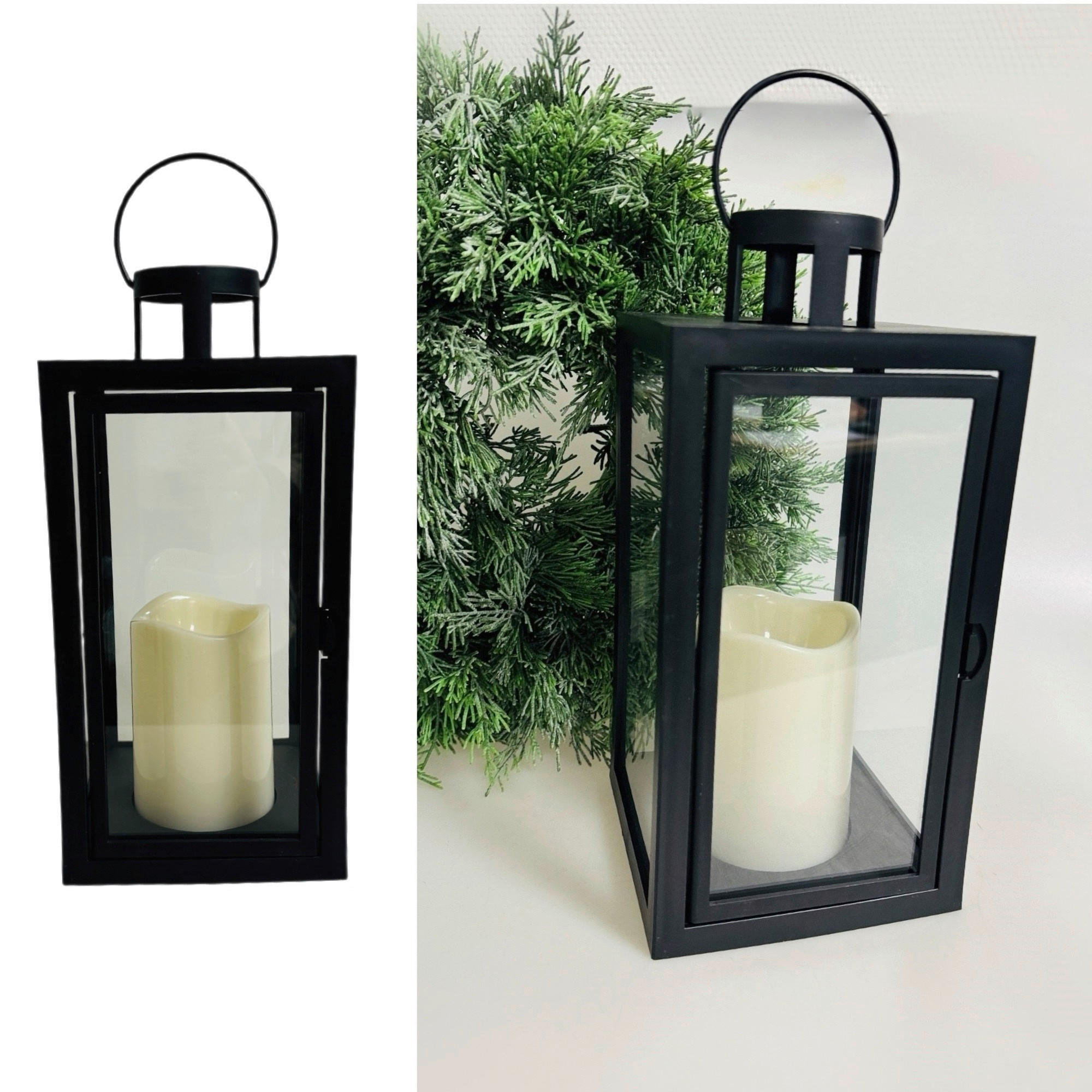LATERNE  - Schwarz, Basics, Kunststoff (13/13/27,5cm) - X-Mas