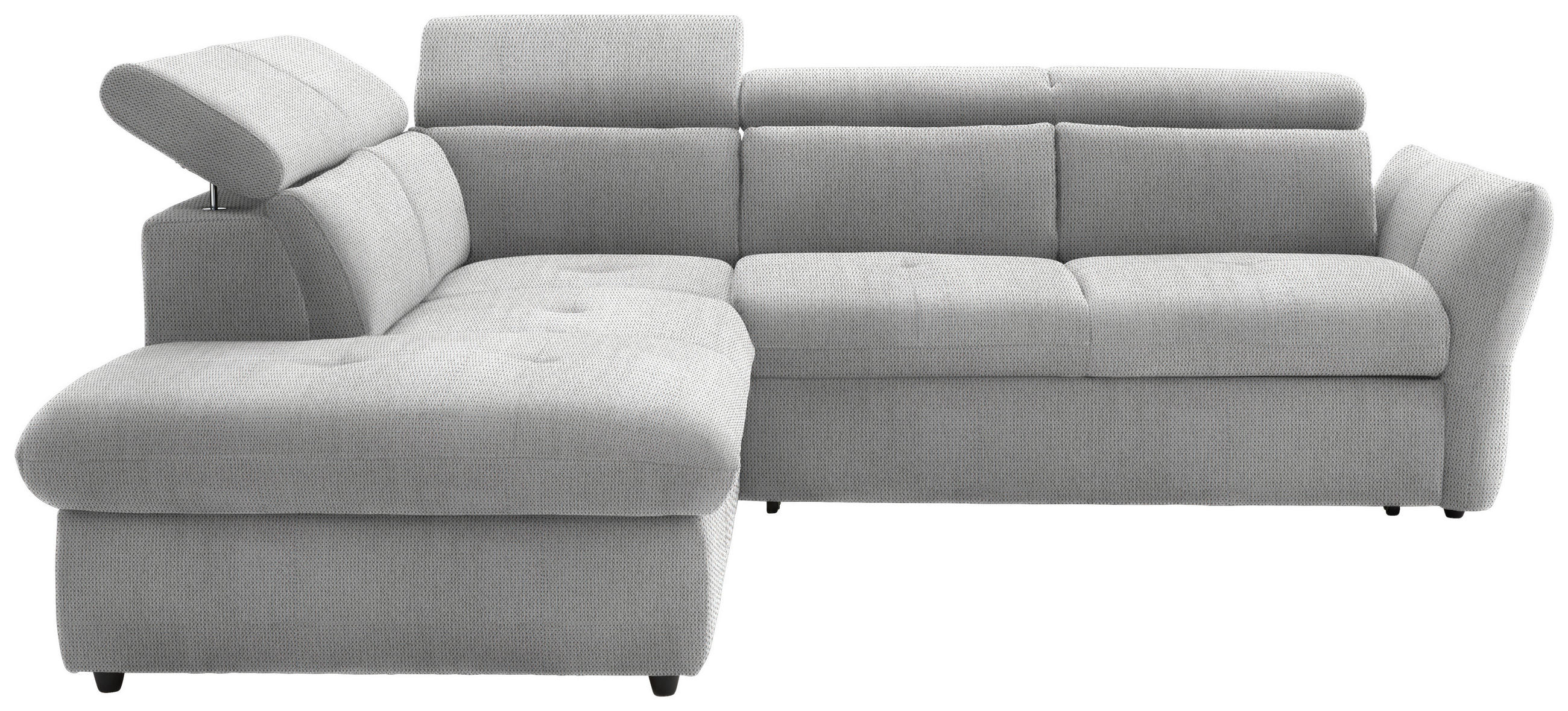 ECKSOFA in Mikrofaser Hellgrau  - Hellgrau/Schwarz, Design, Kunststoff/Textil (224/254cm) - Livetastic