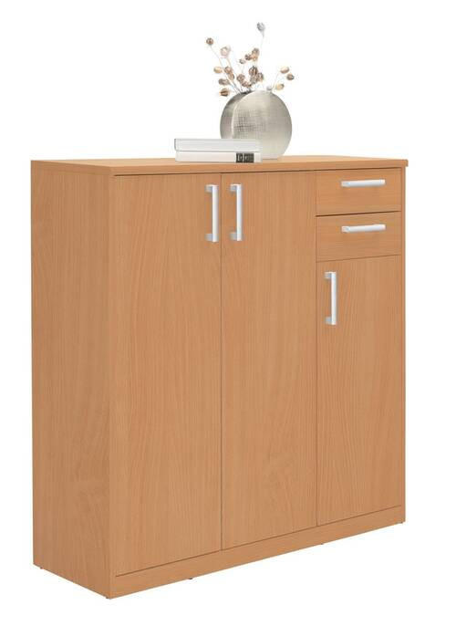 KOMMODE 106/110/36 cm  in Buchefarben  - Silberfarben/Buchefarben, Basics, Holzwerkstoff (106/110/36cm) - Xora
