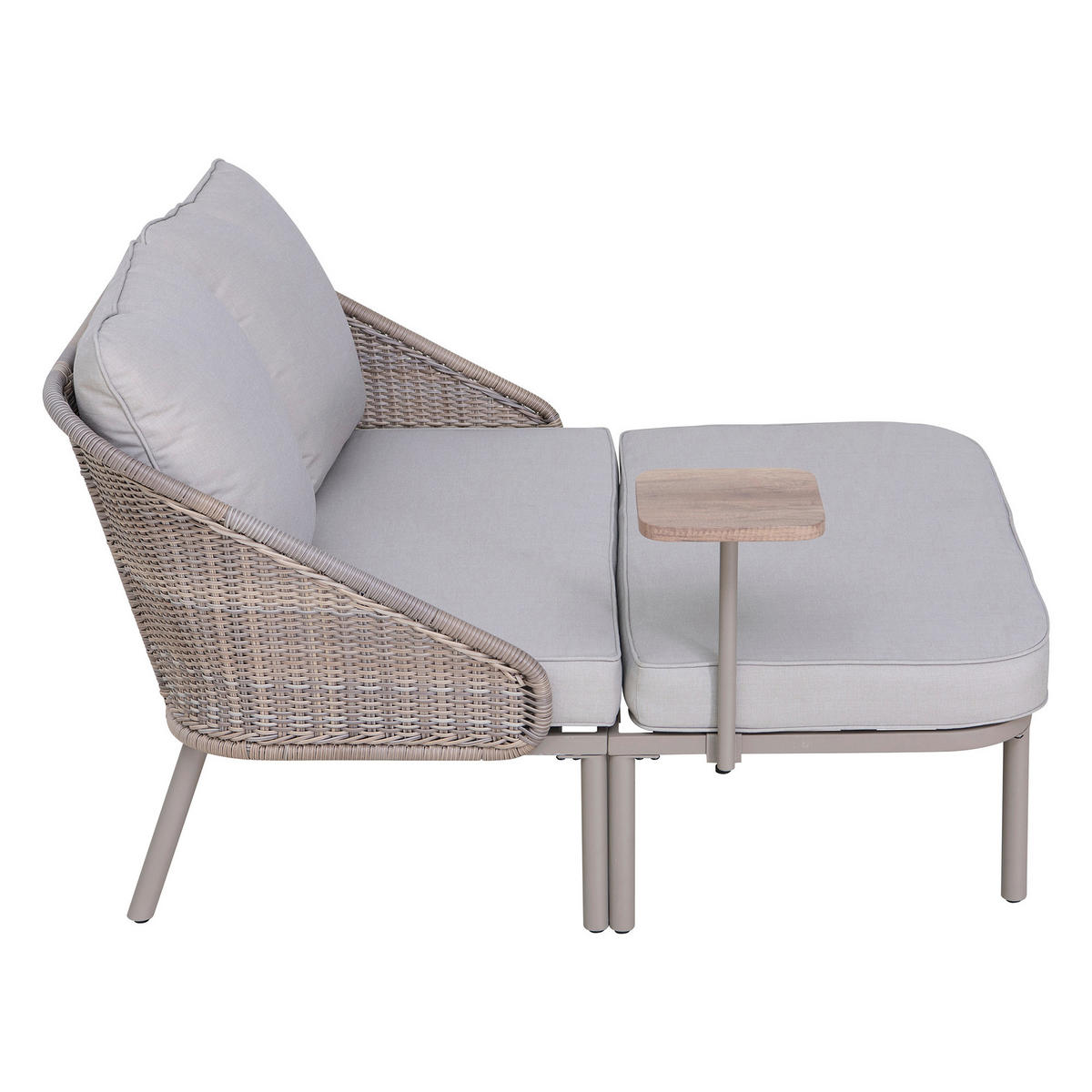 DOPPELLIEGE 142/82/128 cm Rattan  - Naturfarben/Grau, Basics, Holz/Kunststoff (142/82/128cm) - Modante