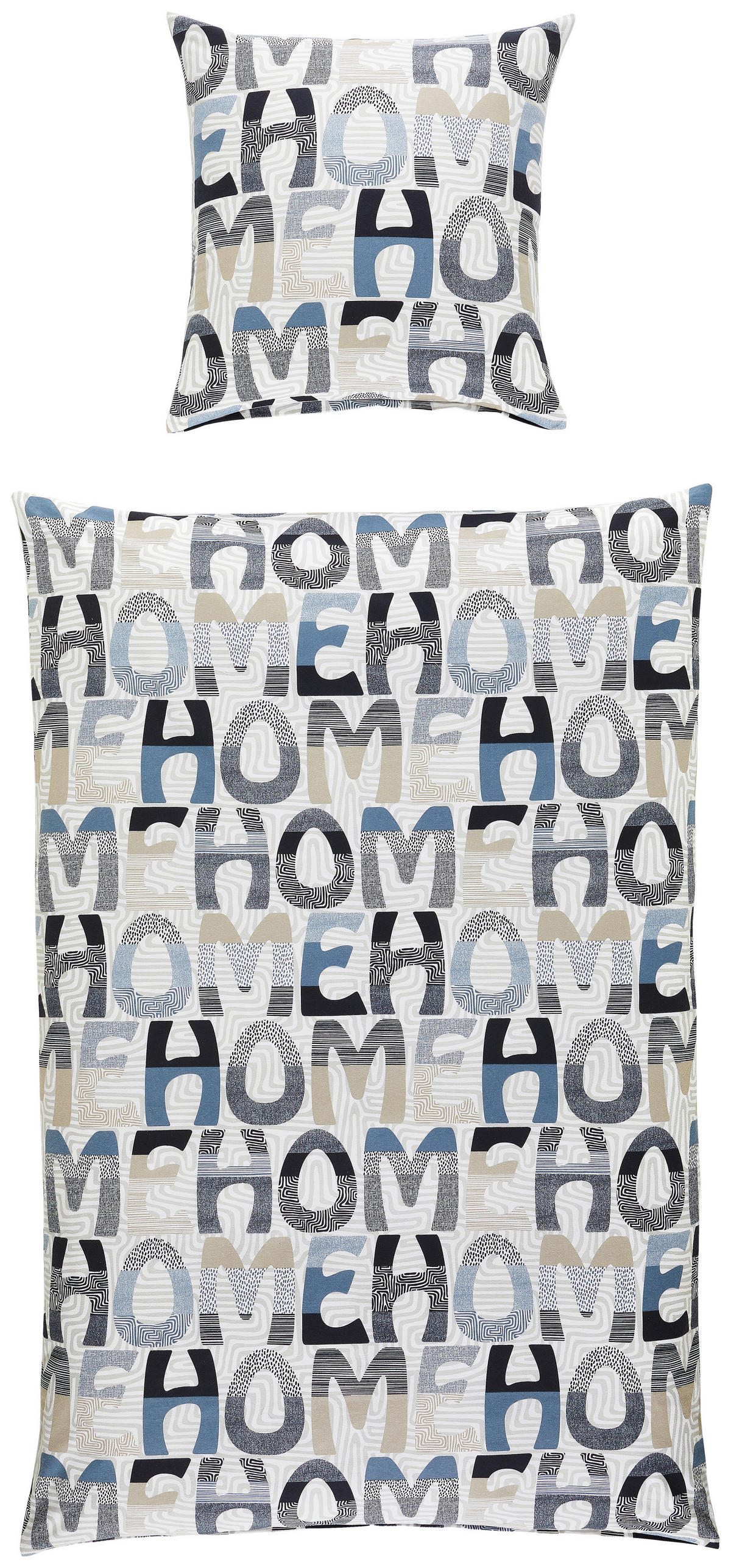 BETTWÄSCHE DAVOS Biber 135/200 cm  - Sandfarben/Blau, Basics, Textil (135/200cm) - Janine