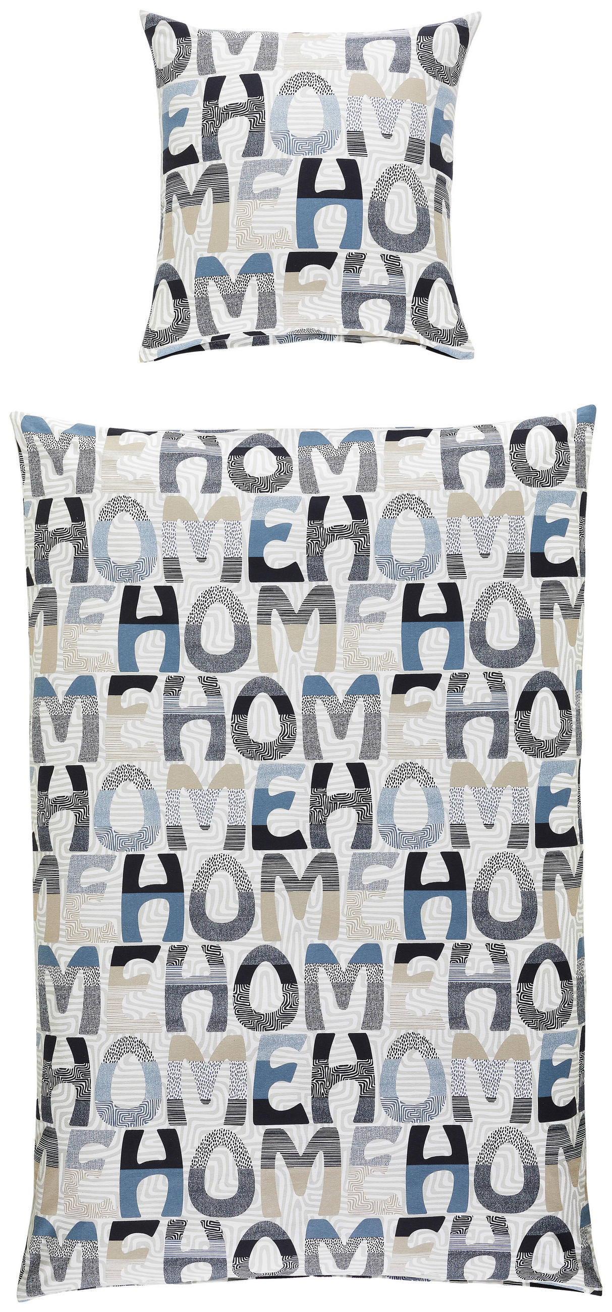 Thumbnail - Janine Bettwäsche Davos, Blau, Sand, Textil, Graphik, 135x200 cm, Textiles Vertrauen - Oeko-Tex®, pflegeleicht, atmungsa...