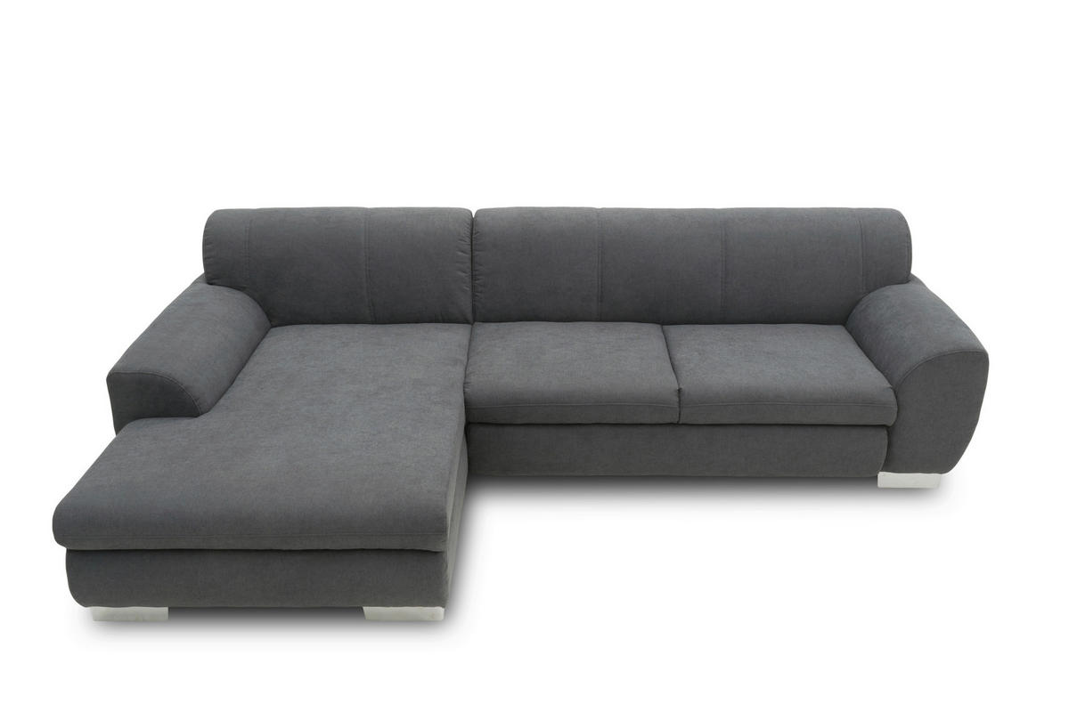 ECKSOFA NIKA Dunkelgrau Webstoff  - Dunkelgrau/Silberfarben, Basics, Holz/Textil (277/156cm) - MID.YOU