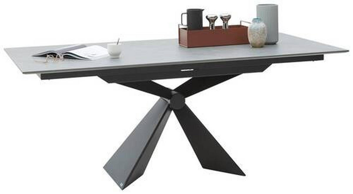 ESSTISCH in Metall, Keramik 198/98/78 cm  - Schwarz/Grau, Design, Keramik/Metall (198/98/78cm) - Dieter Knoll