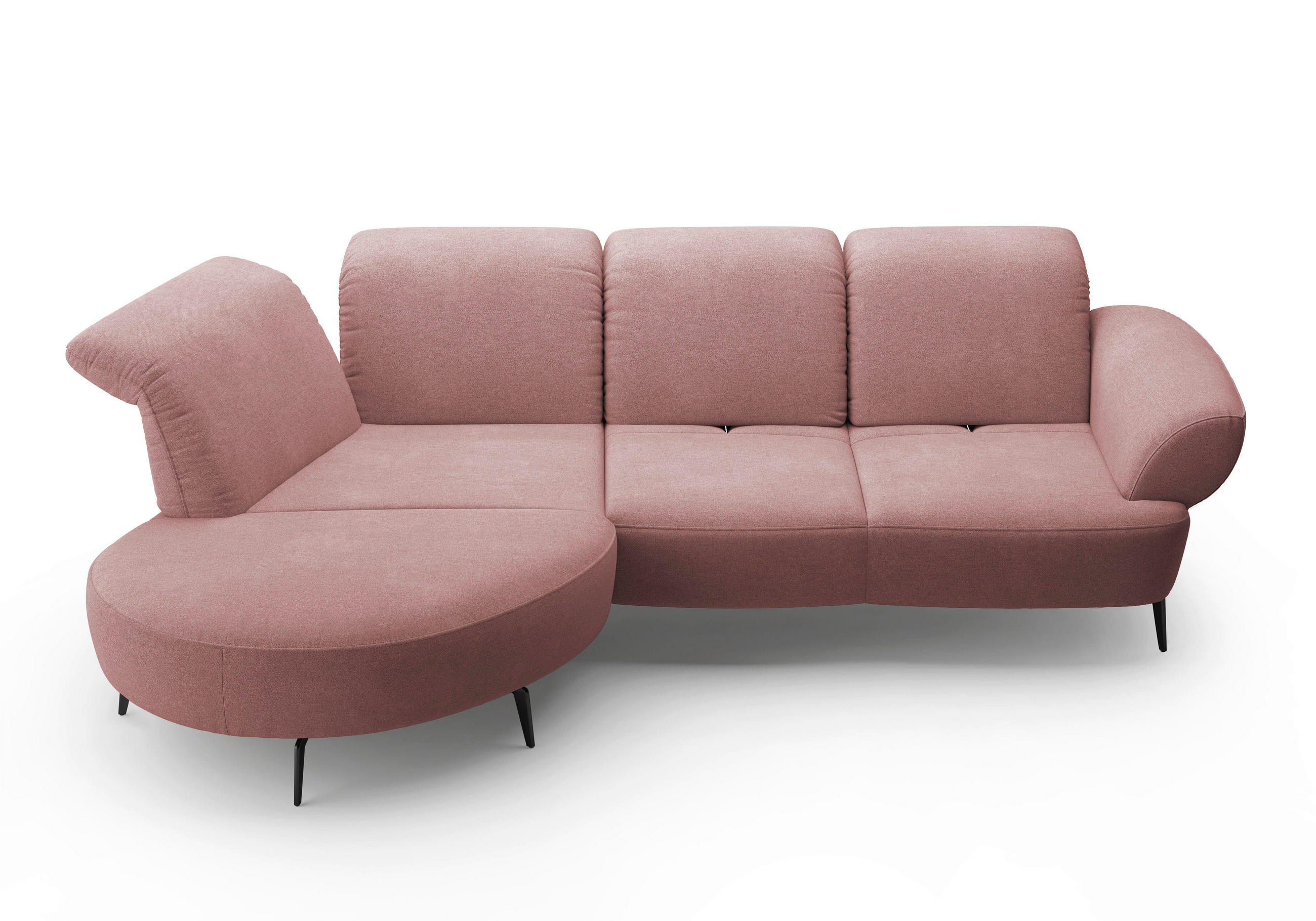 ECKSOFA in Mikrofaser Altrosa - Schwarz/Altrosa, Modern, Textil/Metall (208/313cm) - Sit & More