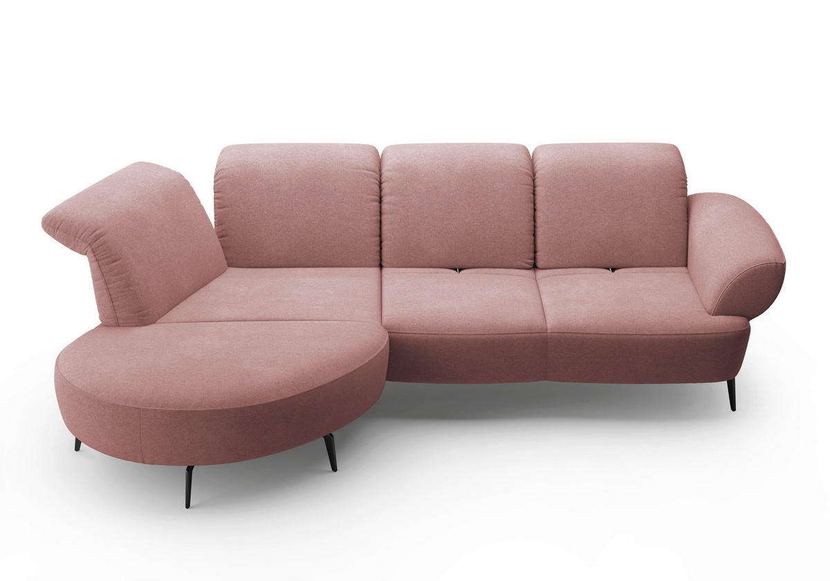 ECKSOFA DANCE E Altrosa Mikrofaser  - Schwarz/Altrosa, MODERN, Textil/Metall (208/313cm) - Sit & More