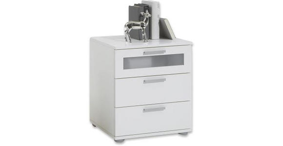 NACHTSCHRANK 45/53,5/38 cm - Silberfarben/Weiß, Design, Holzwerkstoff/Kunststoff (45/53,5/38cm) - Carryhome