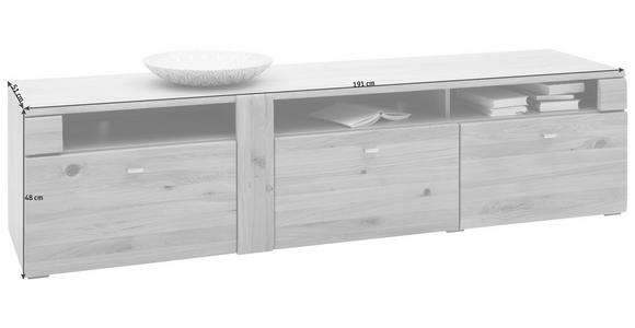 LOWBOARD Eiche furniert, massiv Eichefarben - Eichefarben/Alufarben, KONVENTIONELL, Holz/Metall (191/47,5/50,5cm) - Voleo
