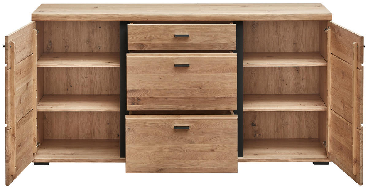 SIDEBOARD  in 170/86/43 cm  - Eichefarben/Schwarz, Natur, Holz/Holzwerkstoff (170/86/43cm) - Livetastic