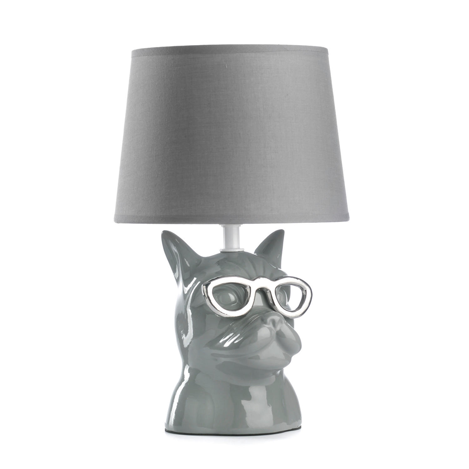 STOLNÍ LAMPA, E14, 18/29 cm  - šedá, Trend, textil/keramika (18/29cm)
