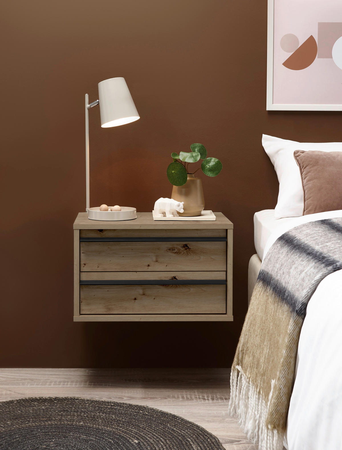 NACHTSCHRANK 50/31/34 cm  - Schwarz/Eiche Artisan, KONVENTIONELL, Holzwerkstoff/Metall (50/31/34cm) - Chameo