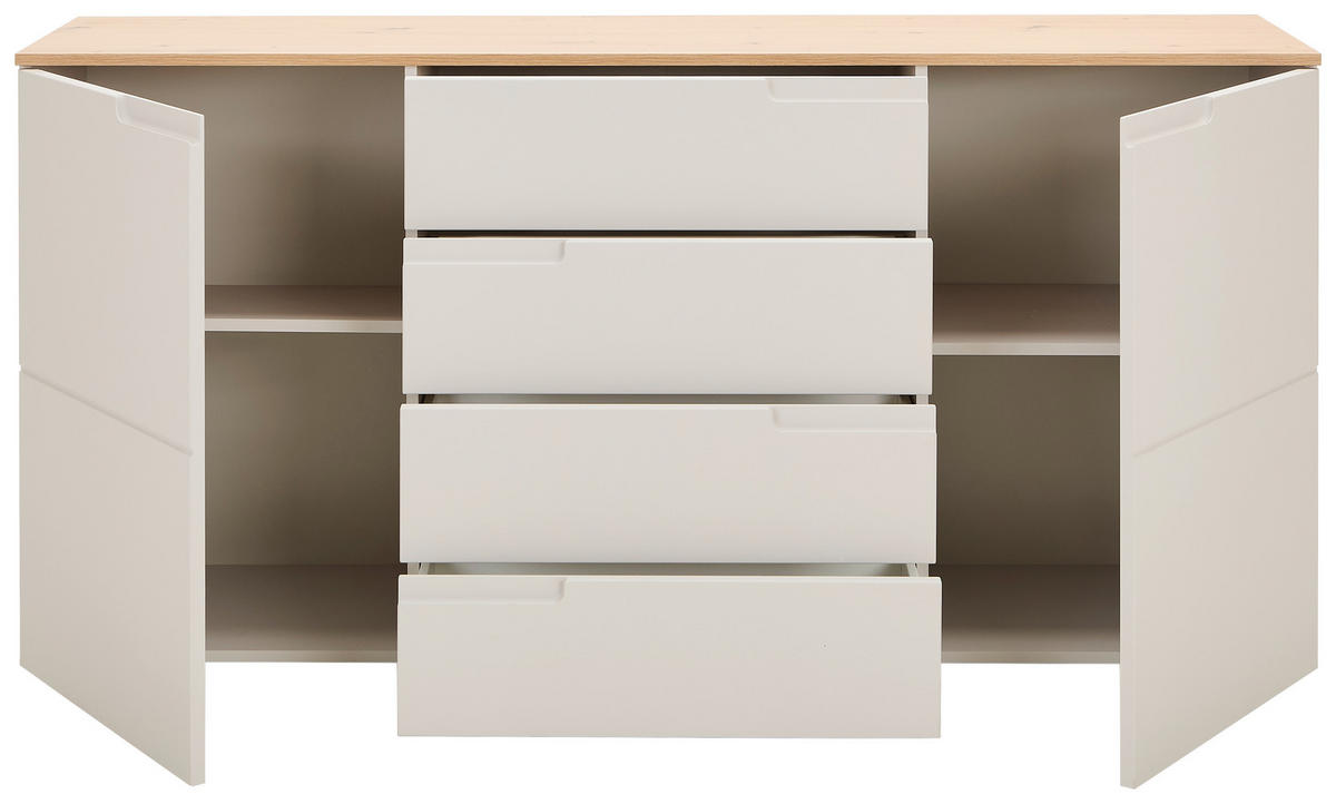 SIDEBOARD Swim 165/80/40 cm 4 Schublade(n)  - Kaschmir/Schwarz, Design, Holzwerkstoff/Kunststoff (165/80/40cm) - MID.YOU