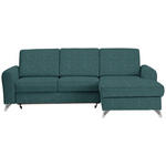 ECKSOFA Petrol Flachgewebe  - Silberfarben/Petrol, Design, Textil/Metall (244/167cm) - Cantus