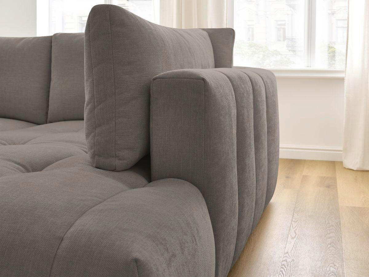 ECKSCHLAFSOFA FUJI Leinenoptik Taupe  inkl.  - Taupe/Schwarz, MODERN, Kunststoff/Textil (282/204cm)