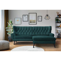 ECKSOFA Webstoff Petrol  - Petrol/Schwarz, Design, Holz/Textil (237/165cm) - Stylife