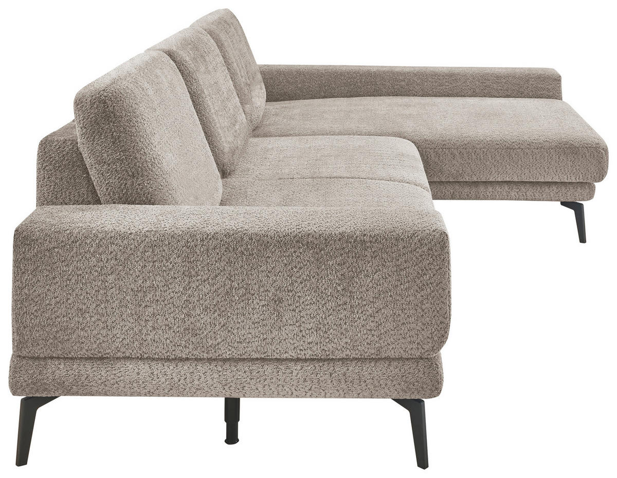 ECKSOFA Grau Chenille  - Schwarz/Grau, KONVENTIONELL, Textil/Metall (294/184cm) - SetOne by Musterring