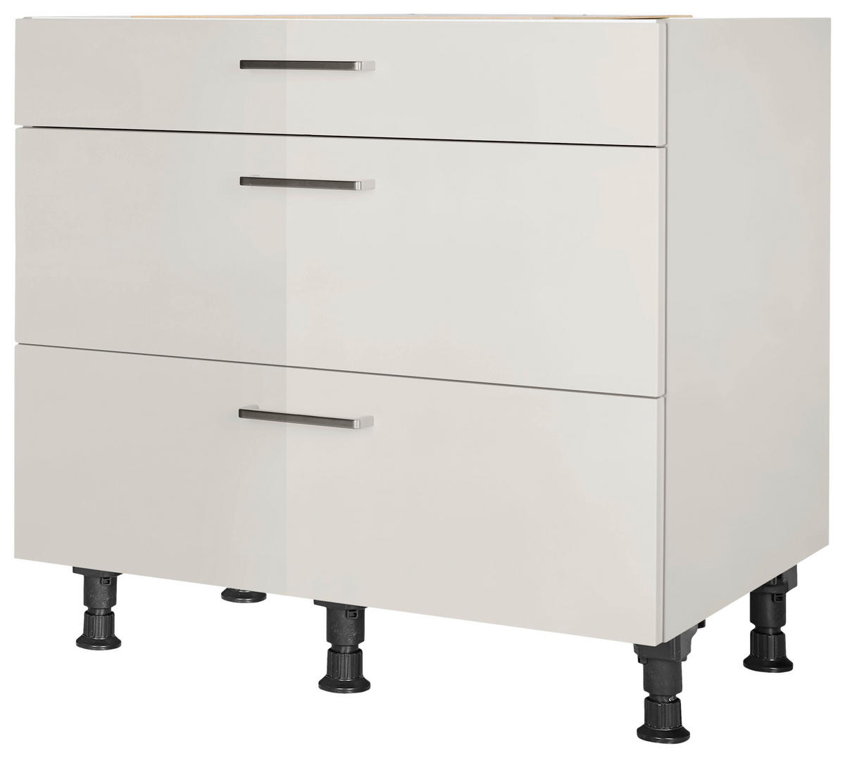 SCHUBKASTENUNTERSCHRANK 90/87/56 cm  in Hellgrau  - Edelstahlfarben/Hellgrau, MODERN, Holzwerkstoff/Metall (90/87/56cm) - Nobilia