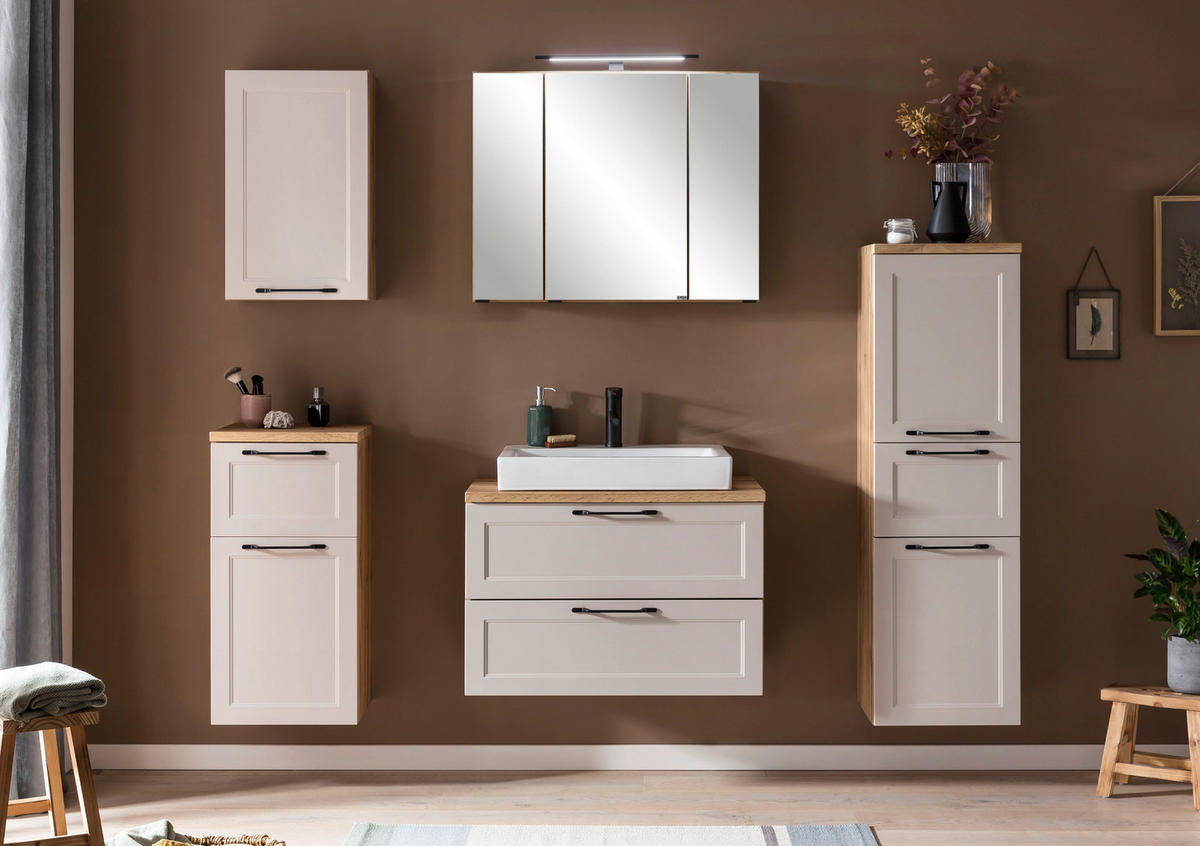 MIDISCHRANK 40/130/35 cm  - Kaschmir/Eiche Wotan, ROMANTIK / LANDHAUS, Holzwerkstoff/Kunststoff (40/130/35cm) - Xora