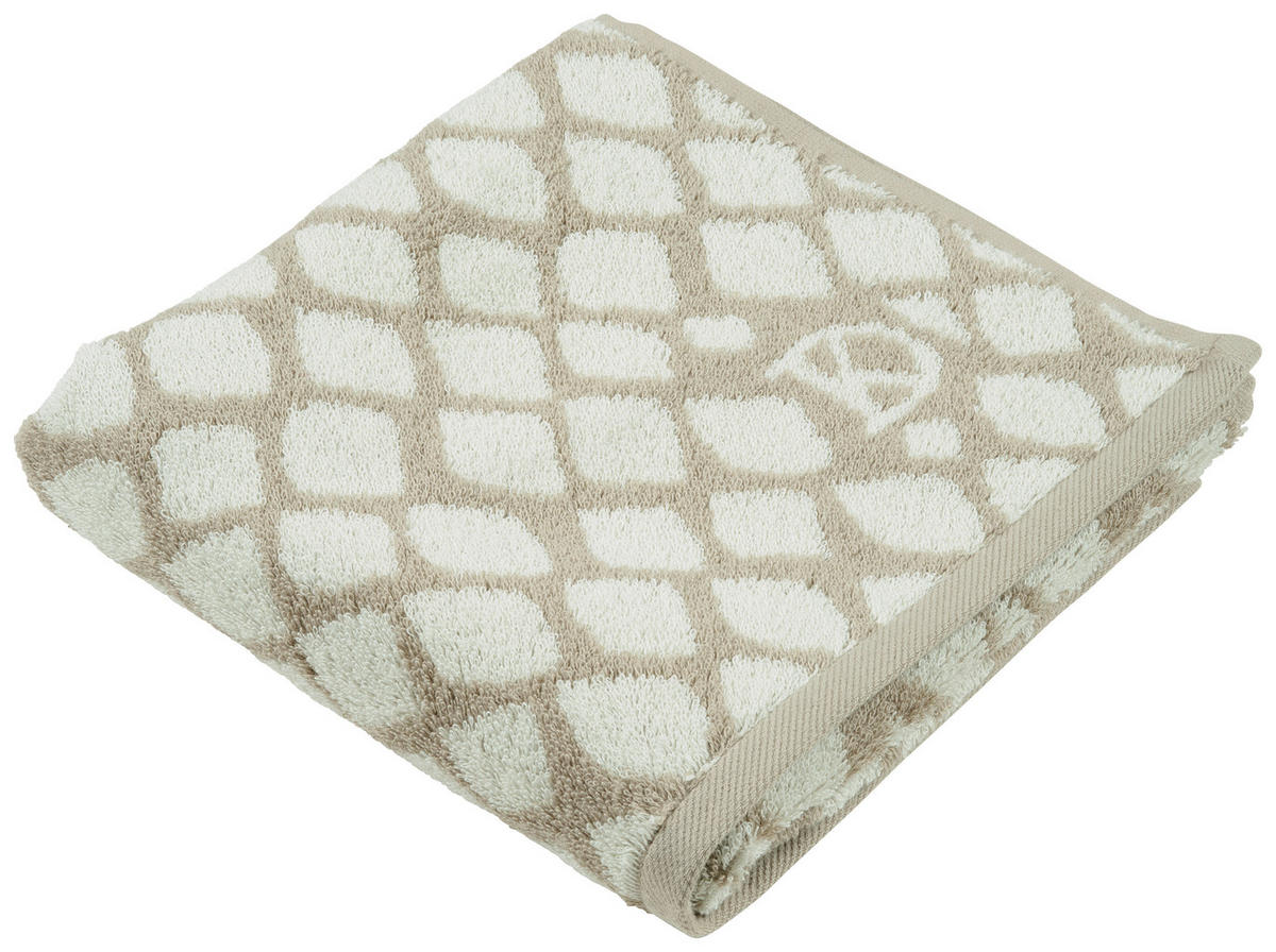 RUČNÍK, 50/100 cm, bílá, šedohnědá - bílá/šedohnědá, Design, textil (50/100cm) - Dieter Knoll