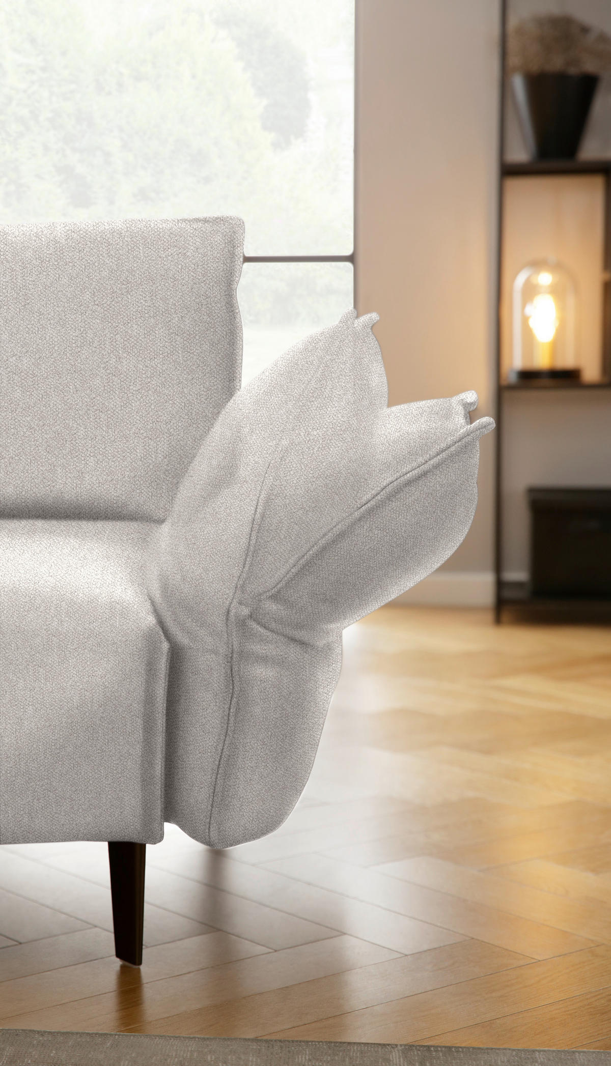 ECKSOFA  in Chenille, Flachgewebe Ecru  272/340 cm  - Ecru/Schwarz, MODERN, Textil/Metall (272/340cm) - W.Schillig