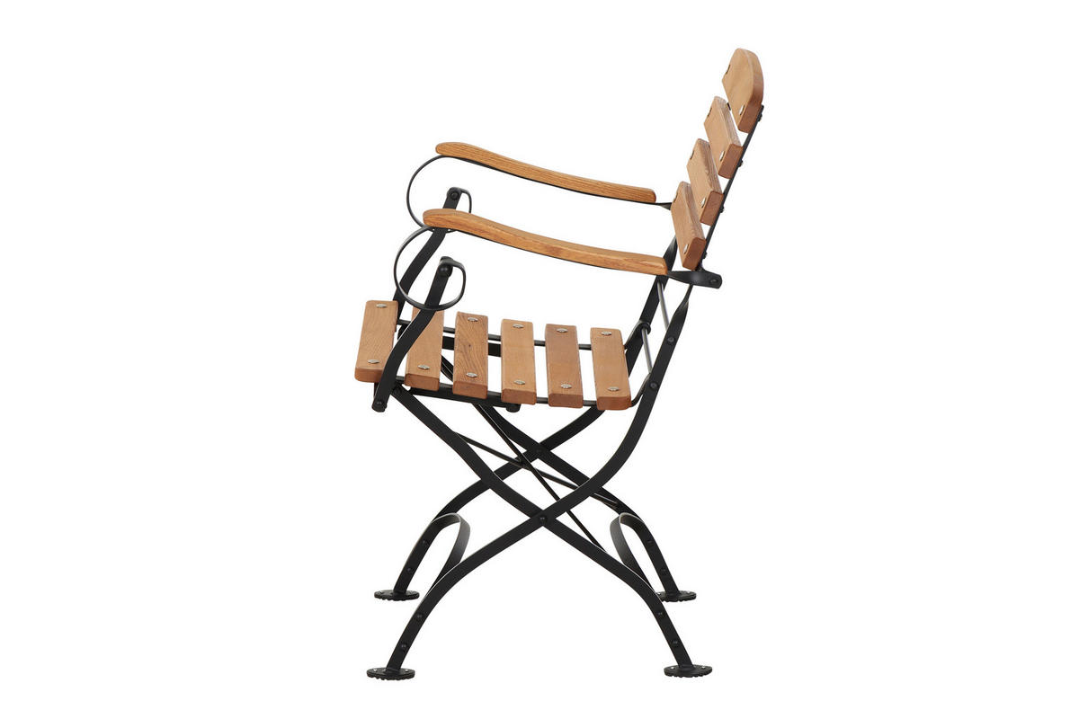 GARTENKLAPPSESSEL in Holz, Metall Schwarz, Robinienfarben  - Robinienfarben/Schwarz, KONVENTIONELL, Holz/Metall (60/87/57cm) - Siena Garden