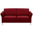 3-SITZER-SOFA  in Echtleder Rot  - Rot/Alufarben, Design, Leder/Metall (190/82/99cm) - Dieter Knoll