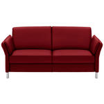 3-SITZER-SOFA  in Echtleder Rot  - Rot/Alufarben, Design, Leder/Metall (190/82/99cm) - Dieter Knoll