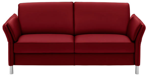 3-SITZER-SOFA  in Echtleder Rot  - Rot/Alufarben, Design, Leder/Metall (190/82/99cm) - Dieter Knoll