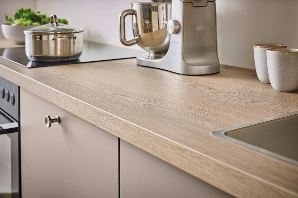 EINBAUKÜCHE   - Eichefarben/Grau, KONVENTIONELL, Holzwerkstoff - Xora