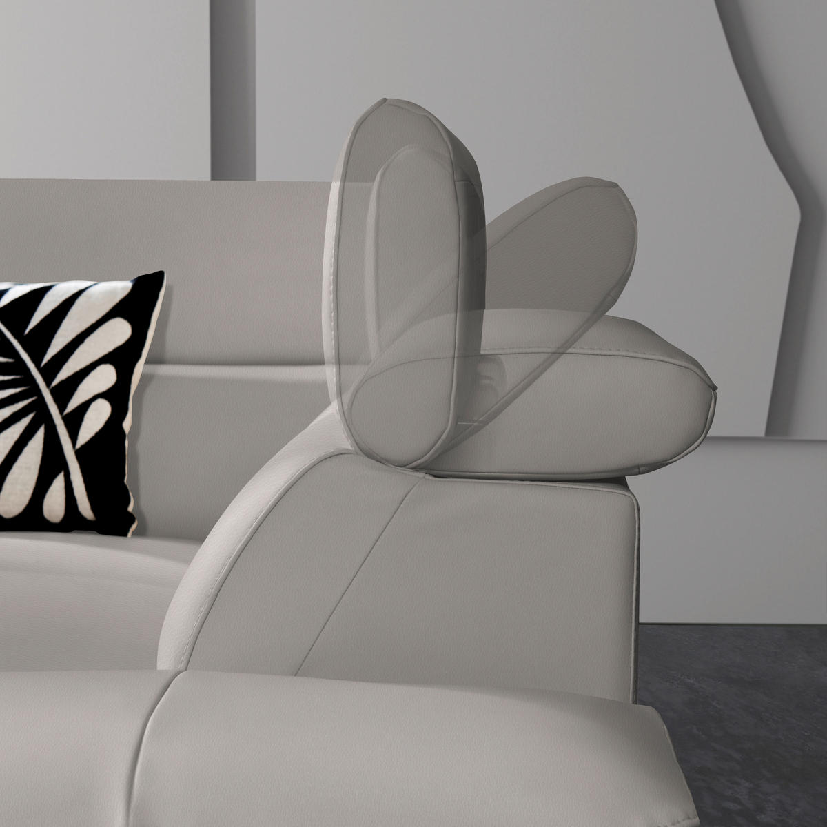 ECKSOFA in Echtleder Greige  - Greige/Schwarz, Design, Leder/Metall (225/281cm) - Celina Home
