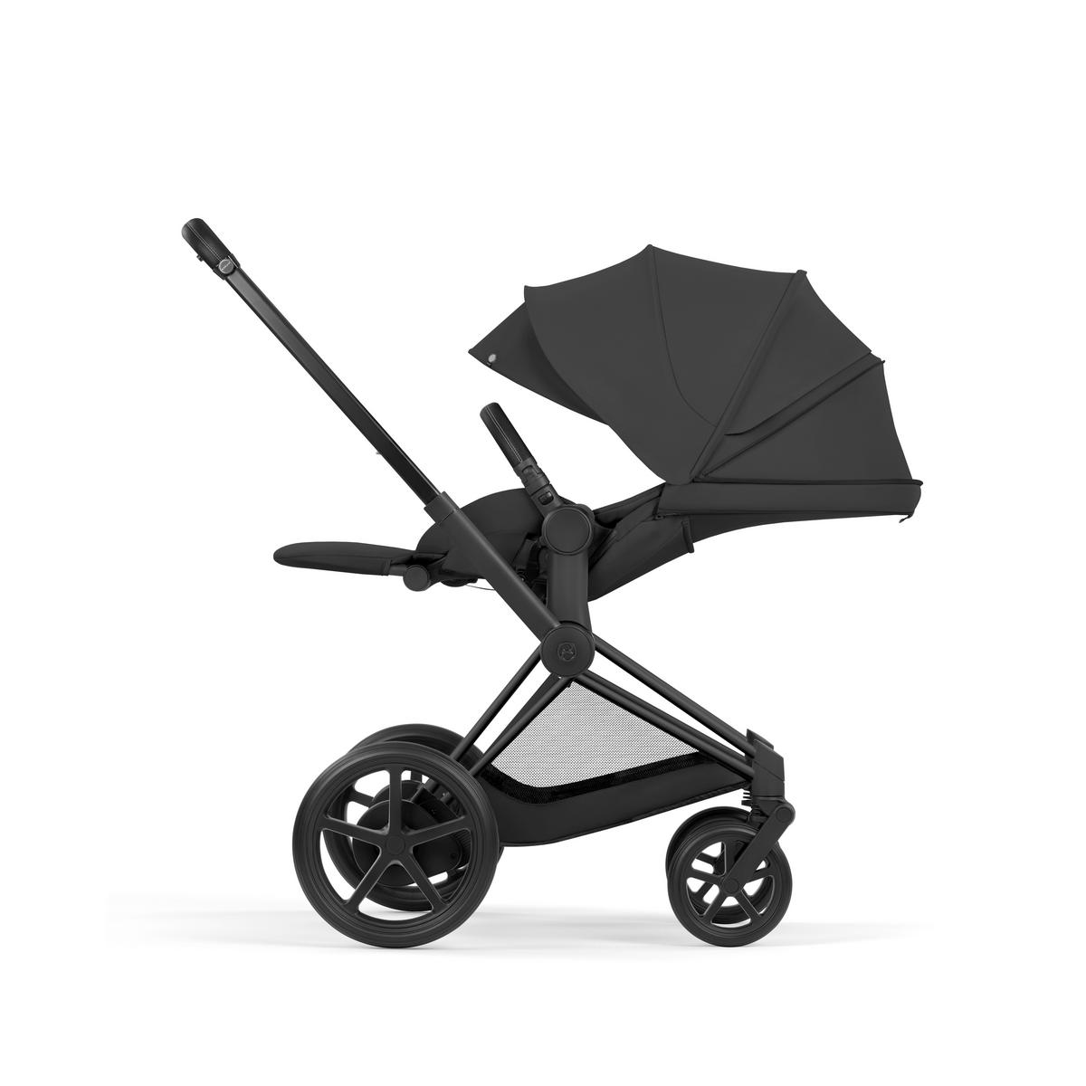 KOMBIKINDERWAGEN  ePRIAM Comfort Matt Black  Sepia Black  - Schwarz, Basics, Kunststoff/Textil (84-93,5/60/100-109cm) - cybex PLATINUM