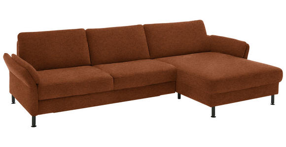 ECKSOFA  in Chenille, Flachgewebe Rostfarben  316/175 cm  - Rostfarben/Schwarz, Design, Textil/Metall (316/175cm) - Dieter Knoll
