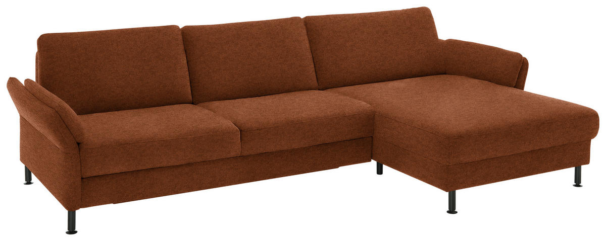 ECKSOFA Chenille, Flachgewebe Rostfarben  - Rostfarben/Schwarz, Design, Textil/Metall (316/175cm) - Dieter Knoll