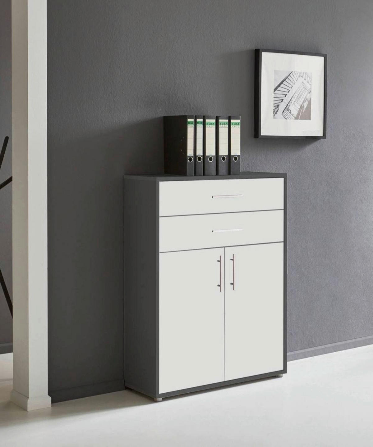 AKTENSCHRANK 84,4/113,6/33 cm  - Anthrazit/Weiß, LIFESTYLE, Holzwerkstoff (84,4/113,6/33cm) - MID.YOU