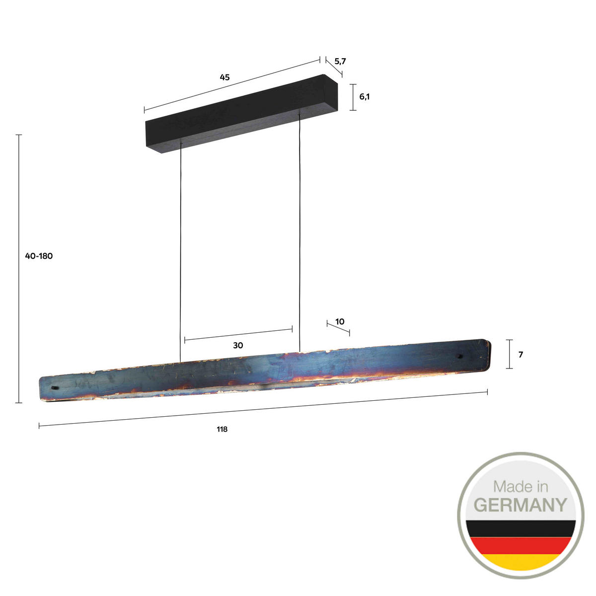 LED-PENDELLEUCHTE 653 118/8/7,5 cm   - Multicolor, LIFESTYLE, Metall (118/8/7,5cm) - Ambiente