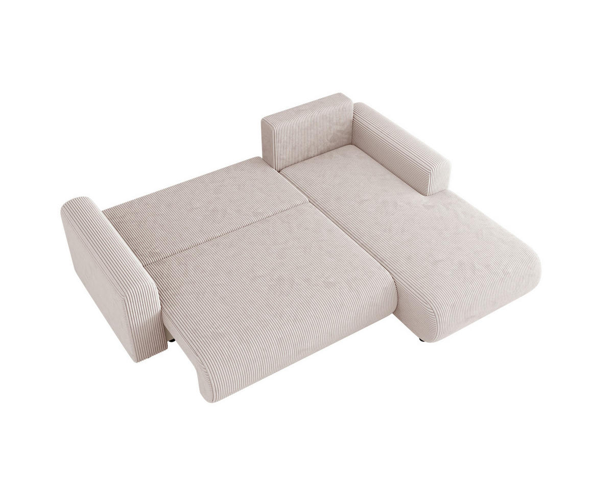 ECKSOFA inkl. Funktionen Beige Cord  - Beige/Schwarz, KONVENTIONELL, Kunststoff/Textil (260/200cm) - Xora