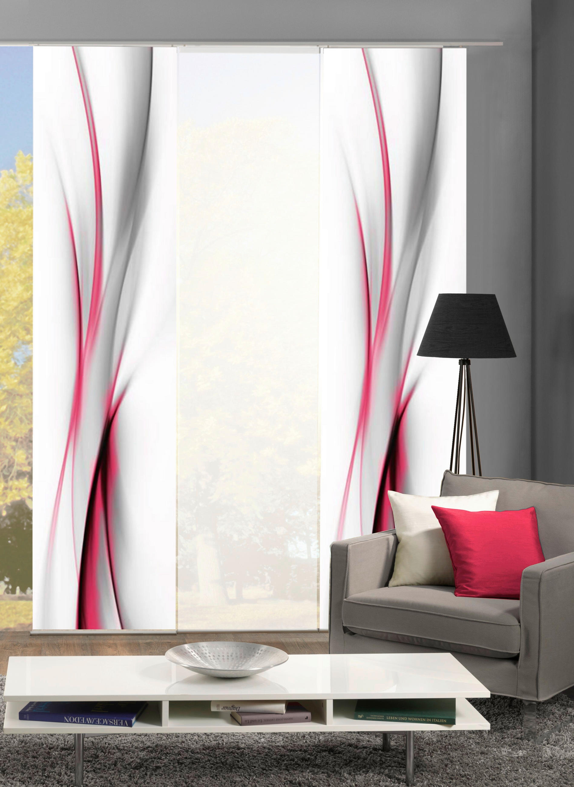 FLÄCHENVORHANG 3ER SET in Rot halbtransparent  - Rot, Design, Textil (60/245cm) - Schmidt W. Gmbh