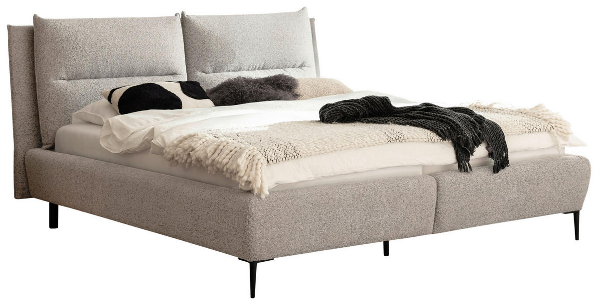 POLSTERBETT 180/200 cm  in Creme, Schwarz  - Creme/Schwarz, Modern, Holzwerkstoff/Textil (180/200cm) - MID.YOU