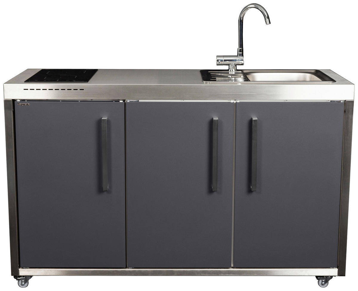 OUTDOORKÜCHE  - Schieferfarben/Edelstahlfarben, Basics, Metall (157/98/62cm)