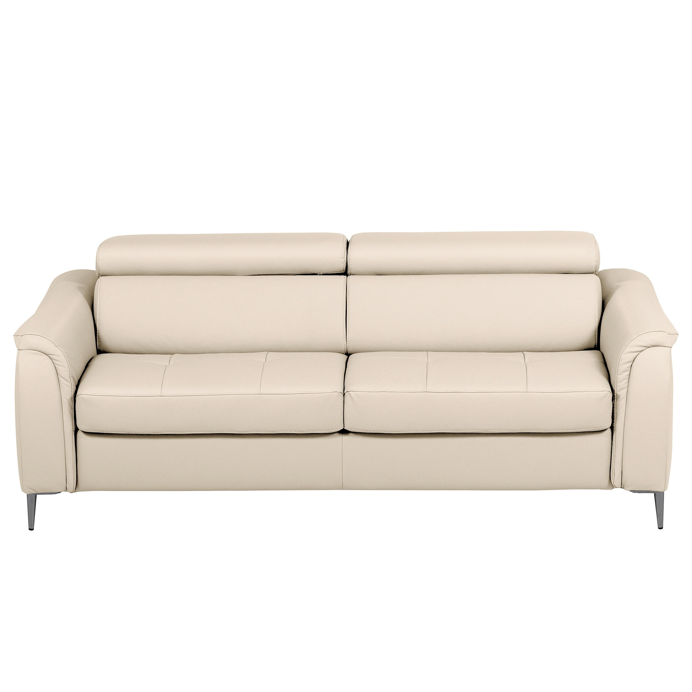 SCHLAFSOFA PAFOS Beige Echtleder Lederlook  - Beige/Schwarz, Design, Leder/Textil (203/77-98/103cm) - MID.YOU