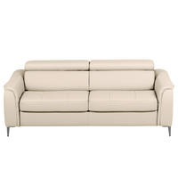 SCHLAFSOFA PAFOS Beige Echtleder Lederlook  - Beige/Schwarz, Design, Leder/Textil (203/77-98/103cm) - MID.YOU