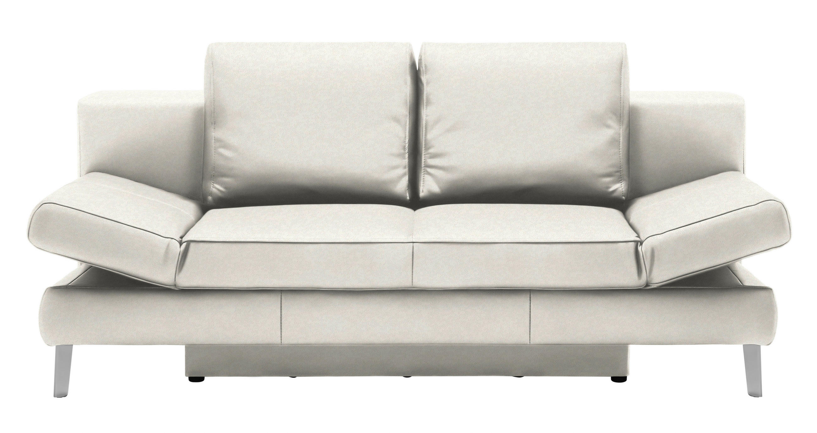 SCHLAFSOFA Weiß Echtleder  - Chromfarben/Weiß, Design, Leder/Metall (200/85/90cm) - Novel