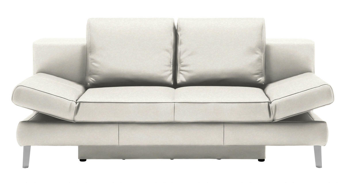 SCHLAFSOFA Echtleder Weiss  - Chromfarben/Weiss, Design, Leder/Metall (200/85/90cm) - Novel