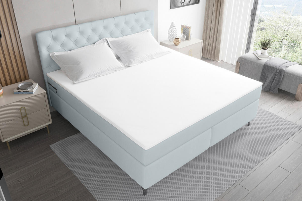 BOXSPRINGBETT 180/200 cm  in Hellgrau  - Hellgrau/Schwarz, Konventionell, Textil/Metall (180/200cm) - Carryhome