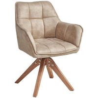 ARMLEHNSTUHL  Sitzfläche 360° drehbar, inklusive Armlehnen Webstoff  - Eichefarben/Beige, Basics, Holz/Textil (61/85/63cm) - MID.YOU