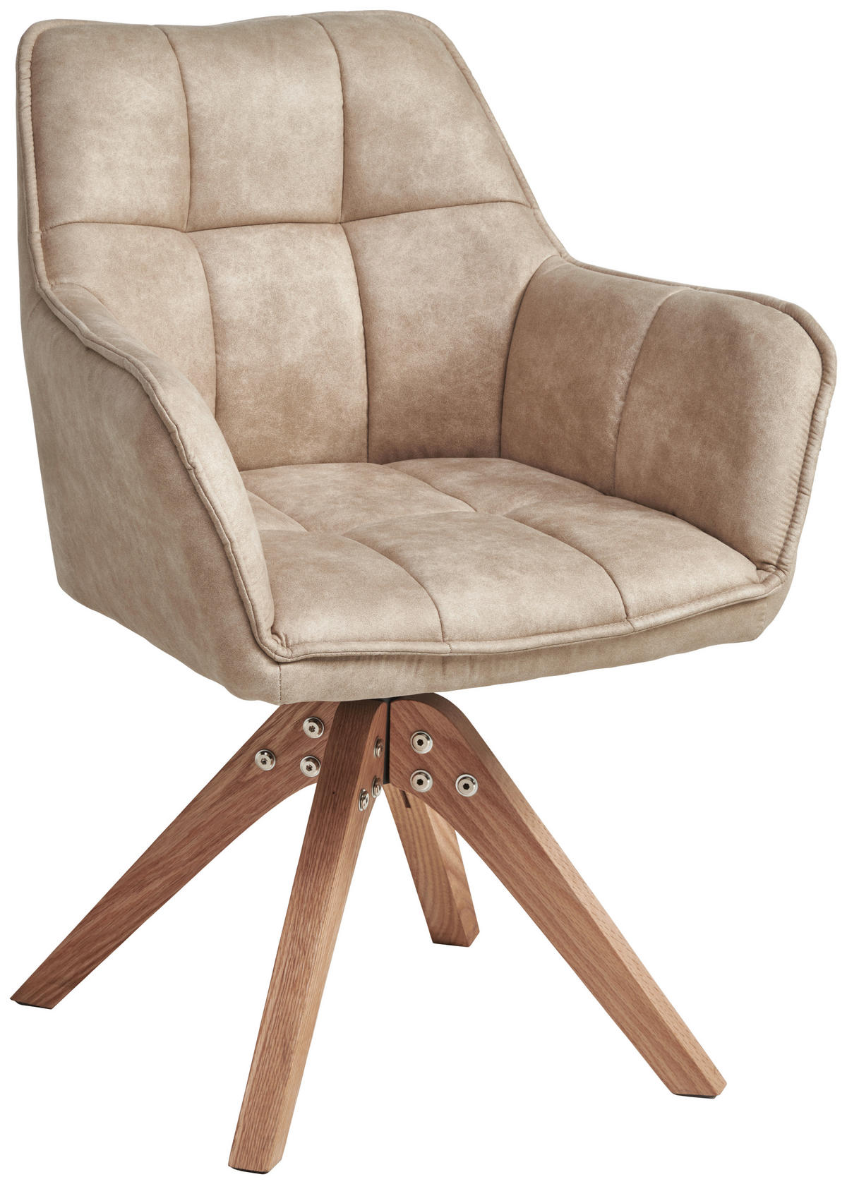 ARMLEHNSTUHL  Sitzfläche 360° drehbar, inklusive Armlehnen Webstoff  - Eichefarben/Beige, Basics, Holz/Textil (61/85/63cm) - MID.YOU